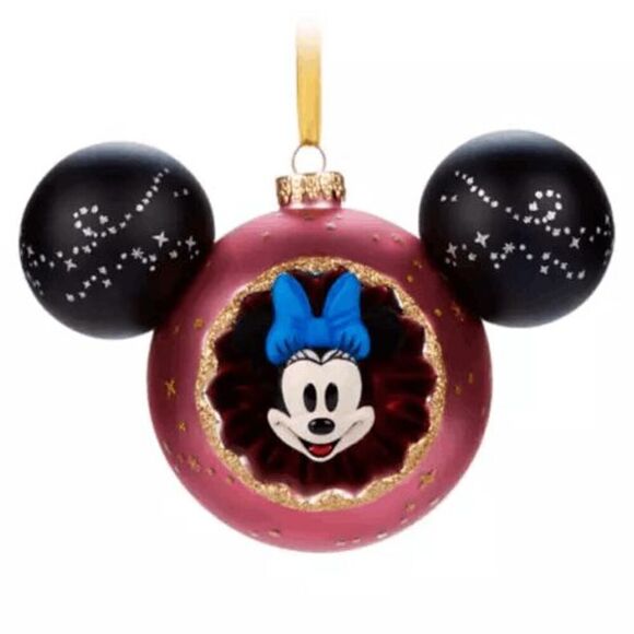 Minnie Mouse Sunburst Mouse EAR Icon Ball Ornament Disney Christmas 2022 NWT NIB - Picture 1 of 3